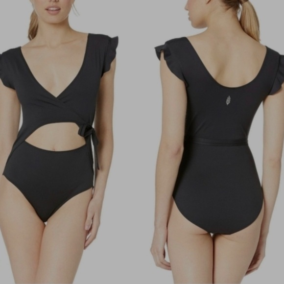Free People Movement Streamline Bodysuit Black Wrap Small - Picture 1 of 6